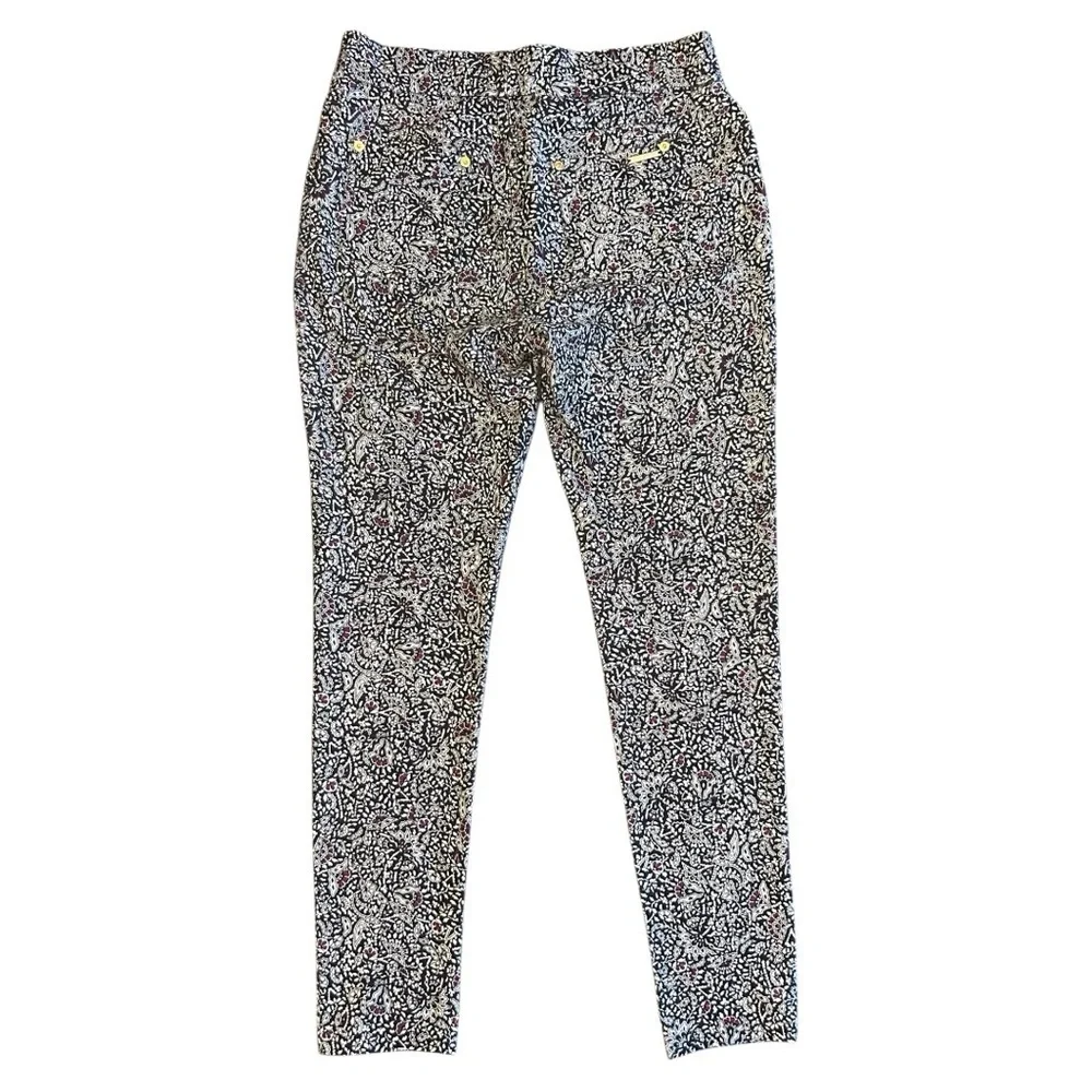 MICHAEL Michael Kors Boho Black Batik Print Stretch Knit Twill Leggings Size M